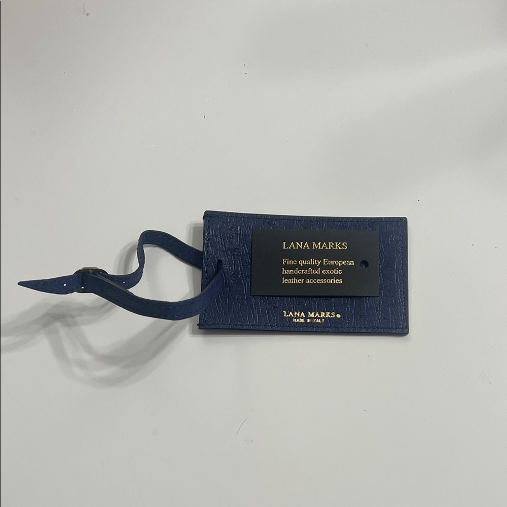 Blue Leather Luggage Tag